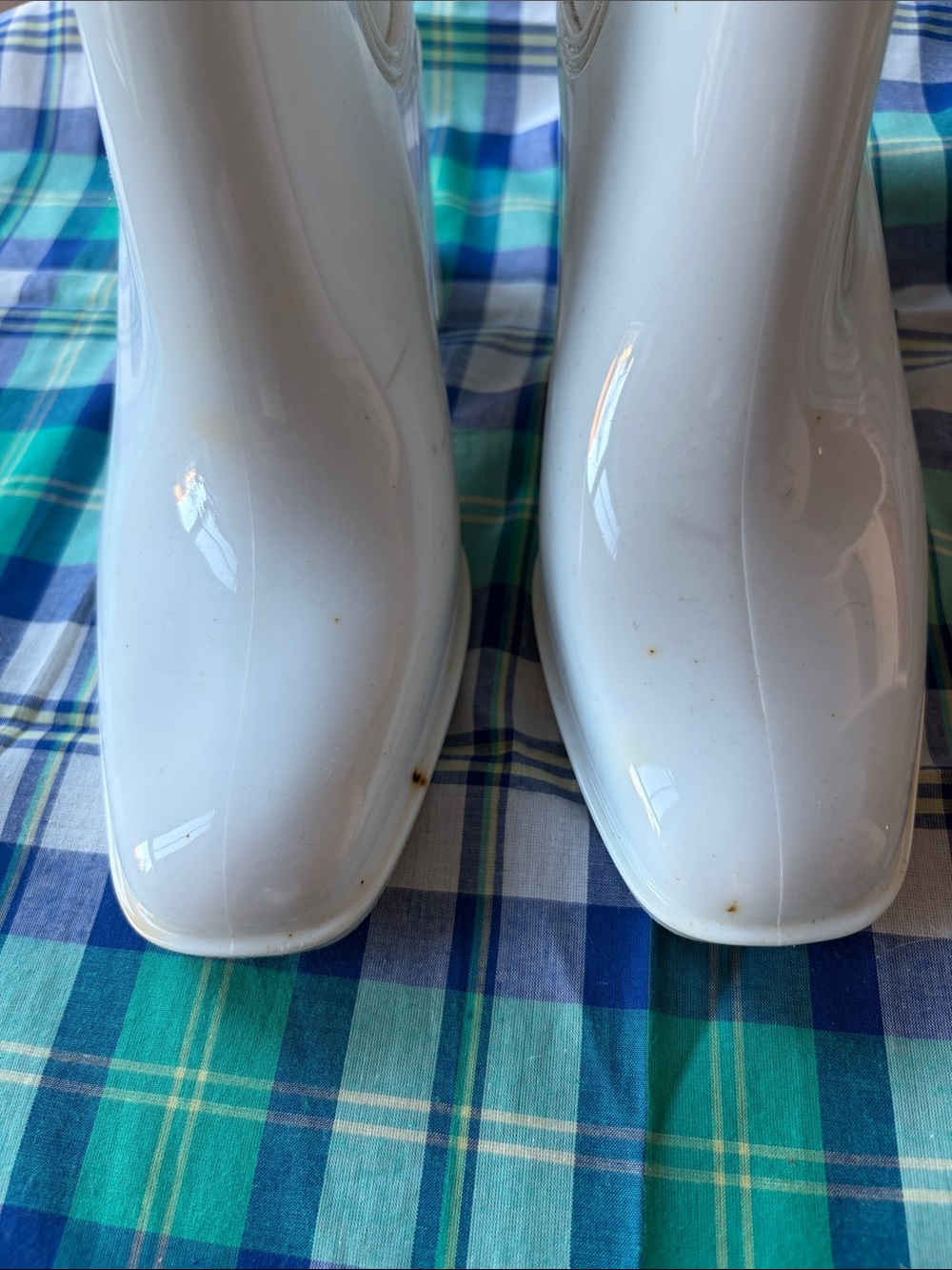 Jeffrey Campbell White Women's Chelsea Ankle Rain Boots - Sleek High Heel - Picture 2 of 4